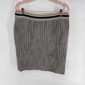 Etcetera Gray White Black Mauve Stripe tweed lined Pencil Skirt womens 14